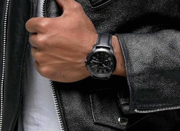  Shop Authentic Fossil Grant Chronograph Black Dial Black Leather Strap Watch for Men - FS5132 - Luxxuri