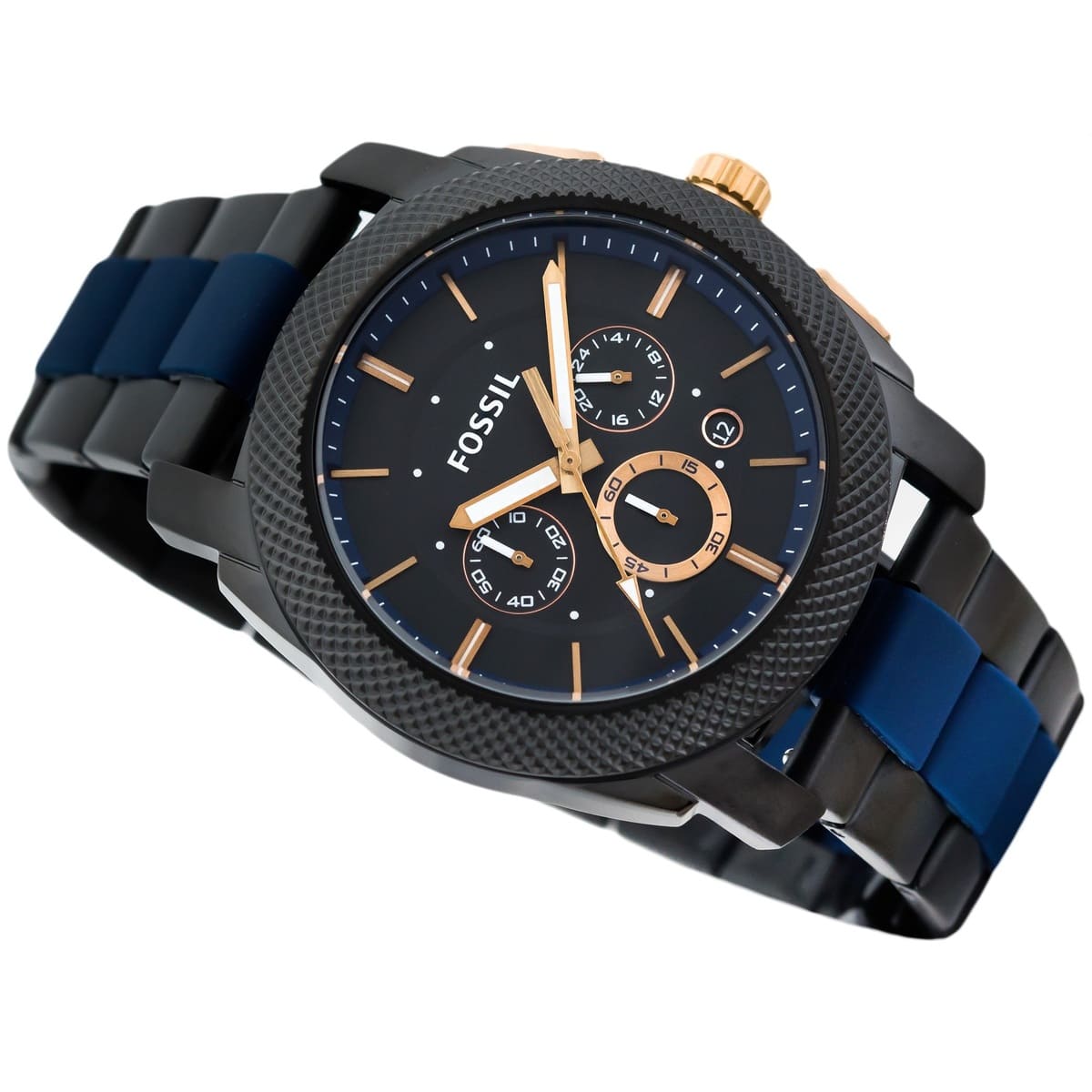  Shop Authentic Fossil Machine Chronograph Black Dial Two Tone Steel Strap Watch for Men - FS5164 - Luxxuri