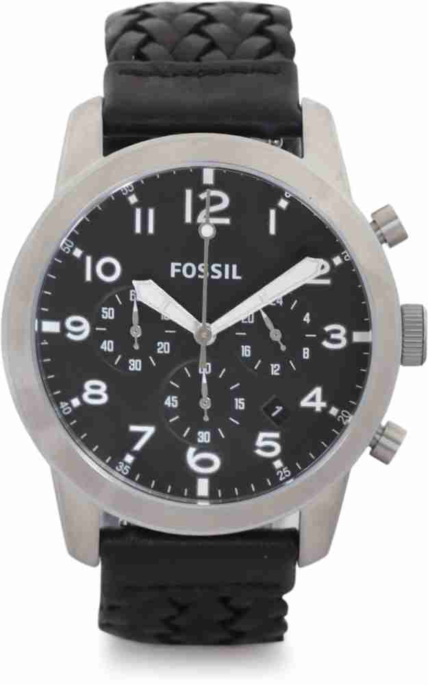  Shop Authentic Fossil Pilot 54 Chronograph Black Dial Black Leather Strap Watch for Men - FS5181 - Luxxuri