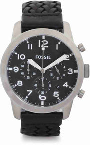  Shop Authentic Fossil Pilot 54 Chronograph Black Dial Black Leather Strap Watch for Men - FS5181 - Luxxuri