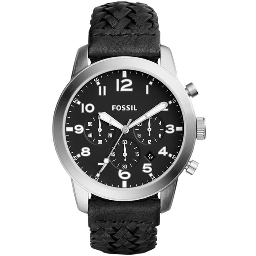  Shop Authentic Fossil Pilot 54 Chronograph Black Dial Black Leather Strap Watch for Men - FS5181 - Luxxuri