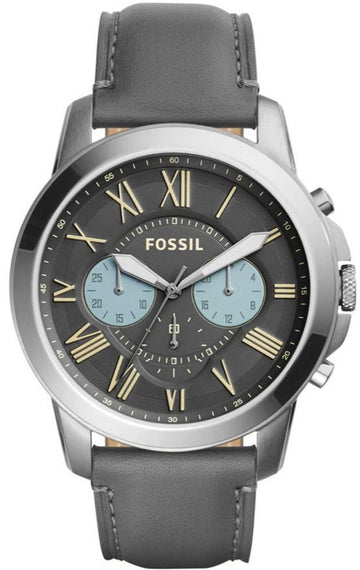  Shop Authentic Fossil Grant Chronograph Gunmetal Grey Dial Grey Leather Strap Watch for Men - FS5183 - Luxxuri