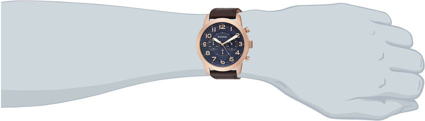  Shop Authentic Fossil Pilot 54 Chronograph Blue Dial Brown Leather Strap Watch for Men - FS5204 - Luxxuri
