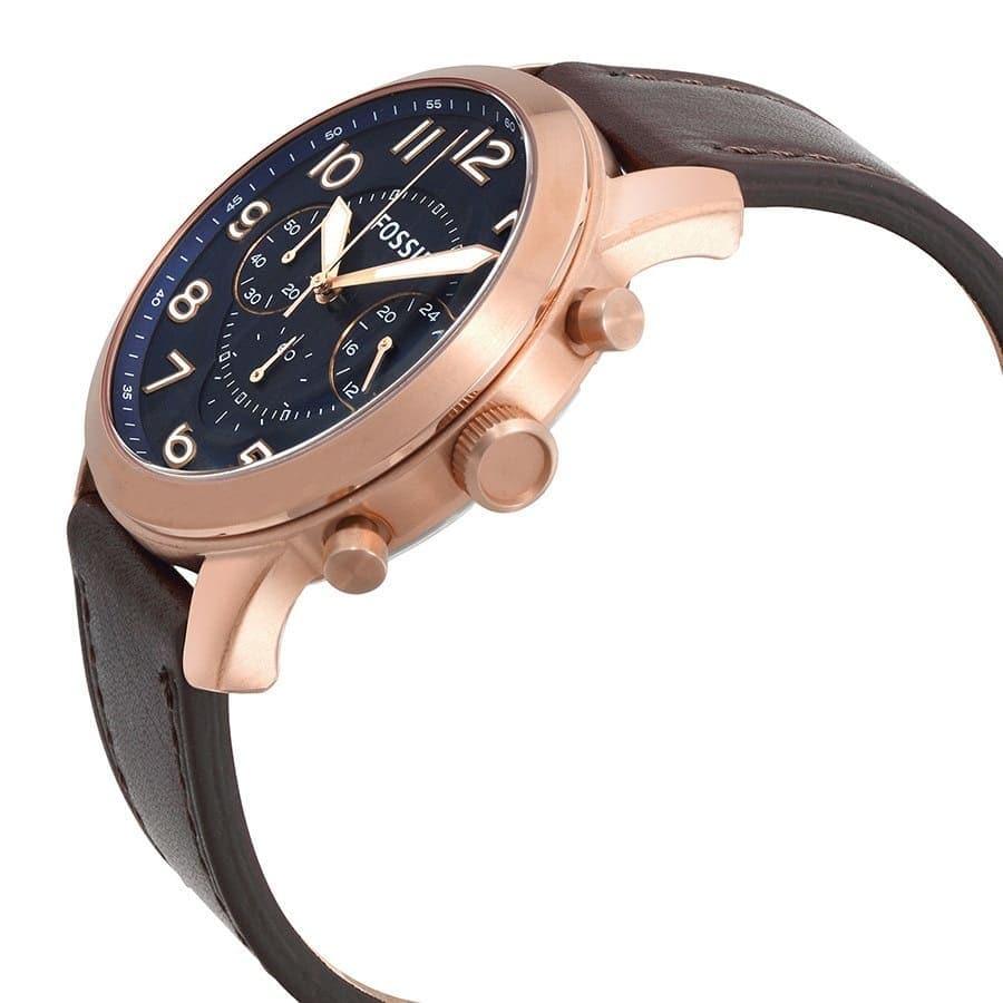  Shop Authentic Fossil Pilot 54 Chronograph Blue Dial Brown Leather Strap Watch for Men - FS5204 - Luxxuri