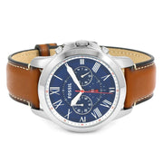  Shop Authentic Fossil Grant Chronograph Blue Dial Brown Leather Strap Watch for Men - FS5210 - Luxxuri