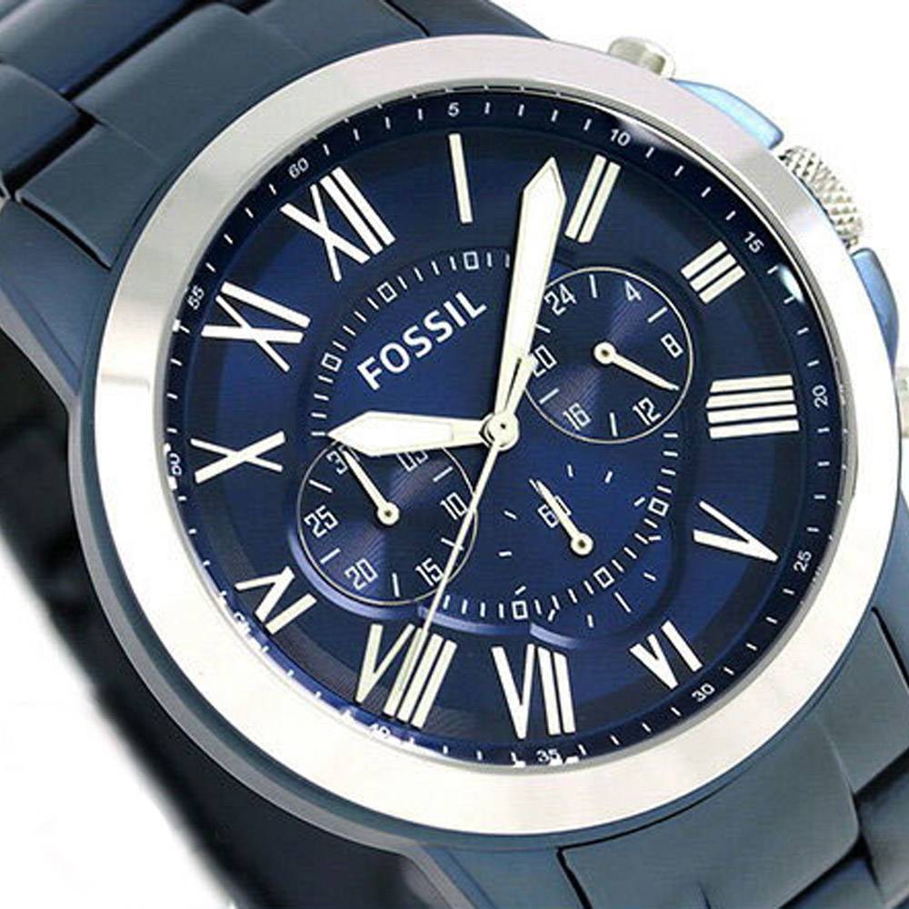 Shop Authentic Fossil Grant Chronograph Blue Dial Blue Steel Strap Watch for Men - FS5230 - Luxxuri