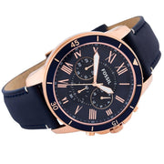  Shop Authentic Fossil Grant Sport Chronograph Blue Dial Blue Leather Strap Watch for Men - FS5237 - Luxxuri