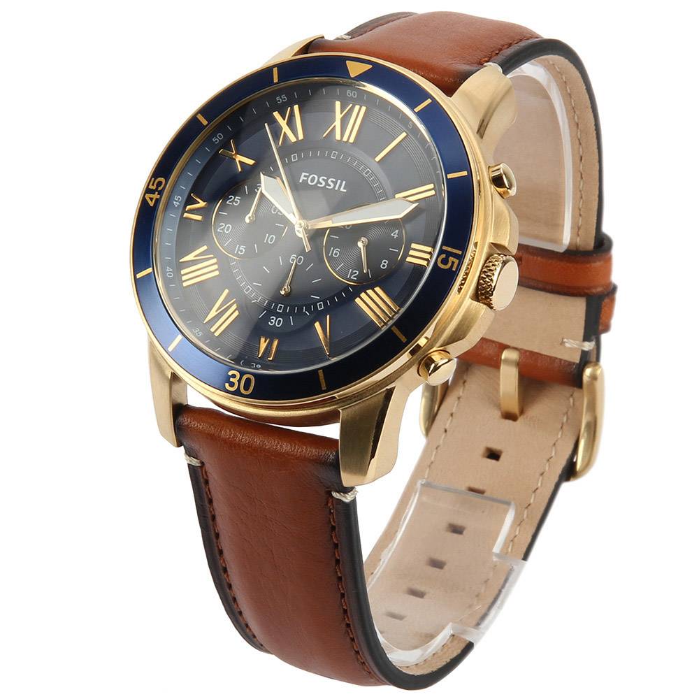  Shop Authentic Fossil Grant Sport Chronograph Blue Dial Brown Leather Strap Watch for Men - FS5268 - Luxxuri