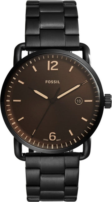  Shop Authentic Fossil The Commuter Brown Dial Black Steel Strap Watch for Men - FS5277 - Luxxuri