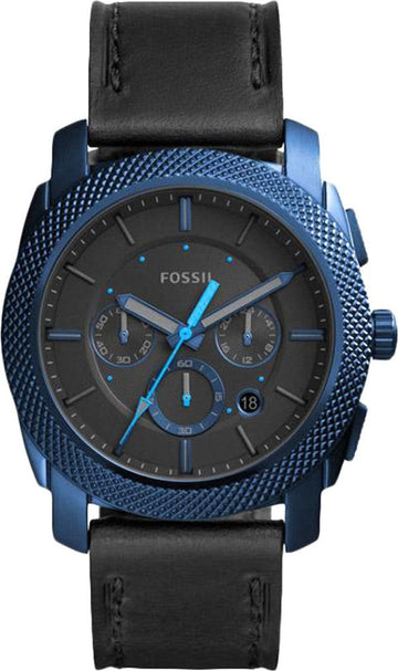  Shop Authentic Fossil Machine Chronograph Black Dial Black Leather Strap Watch for Men - FS5361 - Luxxuri