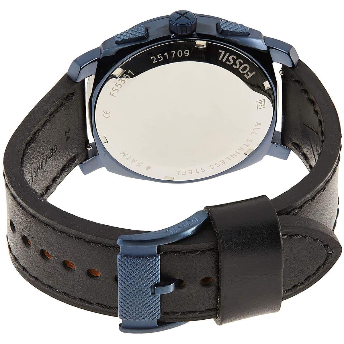  Shop Authentic Fossil Machine Chronograph Black Dial Black Leather Strap Watch for Men - FS5361 - Luxxuri