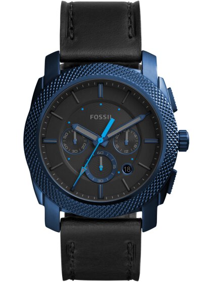  Shop Authentic Fossil Machine Chronograph Black Dial Black Leather Strap Watch for Men - FS5361 - Luxxuri