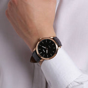  Shop Authentic Fossil The Minimalist Black Dial Black Leather Strap Watch for Men - FS5376 - Luxxuri
