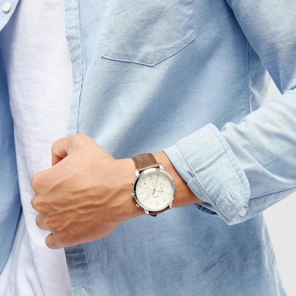  Shop Authentic Fossil Neutra Chronograph White Dial Brown Leather Strap Watch for Men - FS5380 - Luxxuri