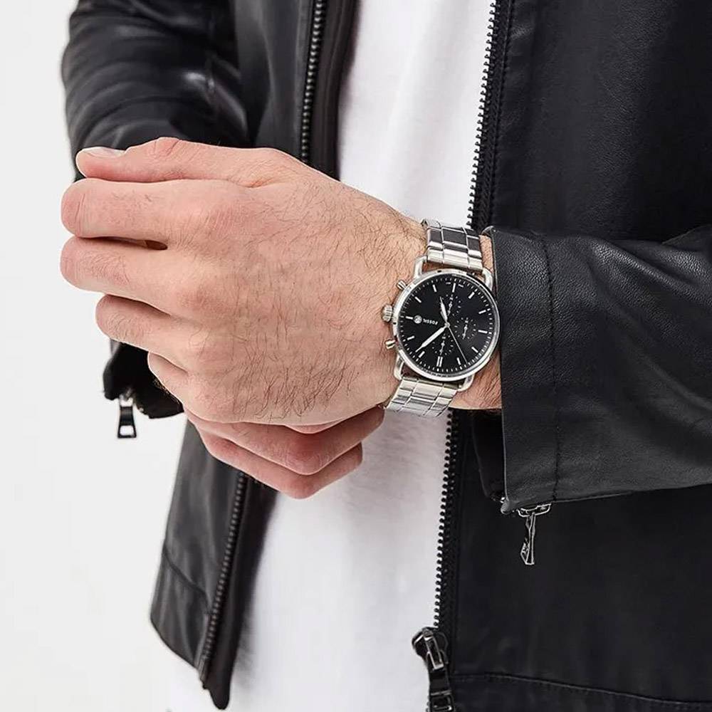  Shop Authentic Fossil The Commuter Black Dial Silver Steel Strap Watch for Men - FS5399 - Luxxuri