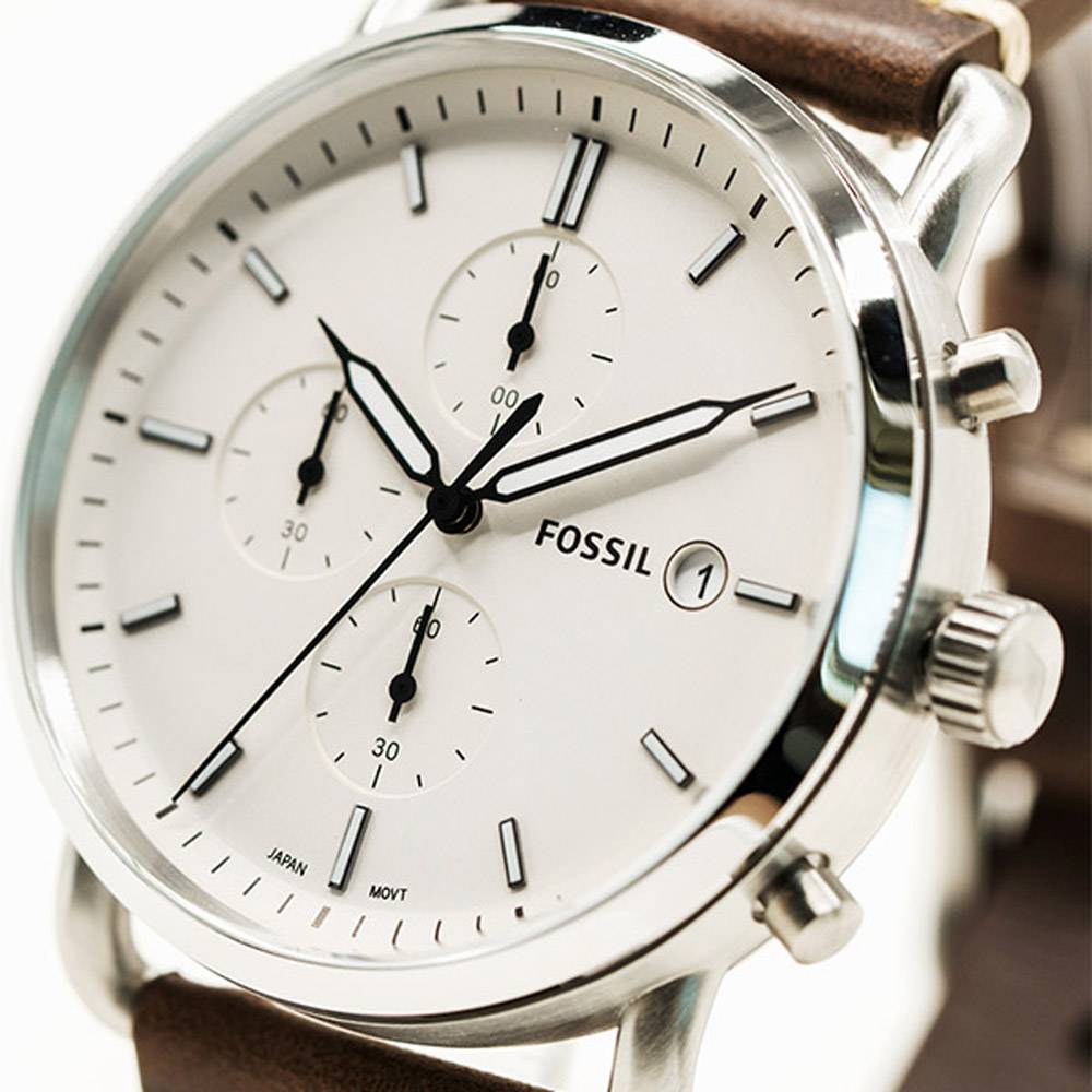  Shop Authentic Fossil The Commuter White Dial Brown Leather Strap Watch for Men - FS5402 - Luxxuri