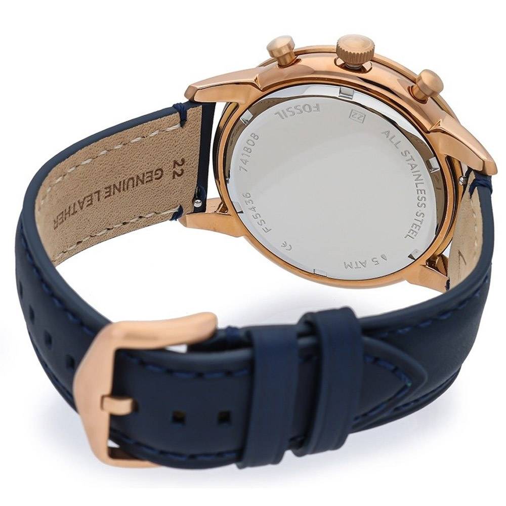  Shop Authentic Fossil Townsman Chronograph Blue Dial Blue Leather Strap Watch for Men - FS5436 - Luxxuri