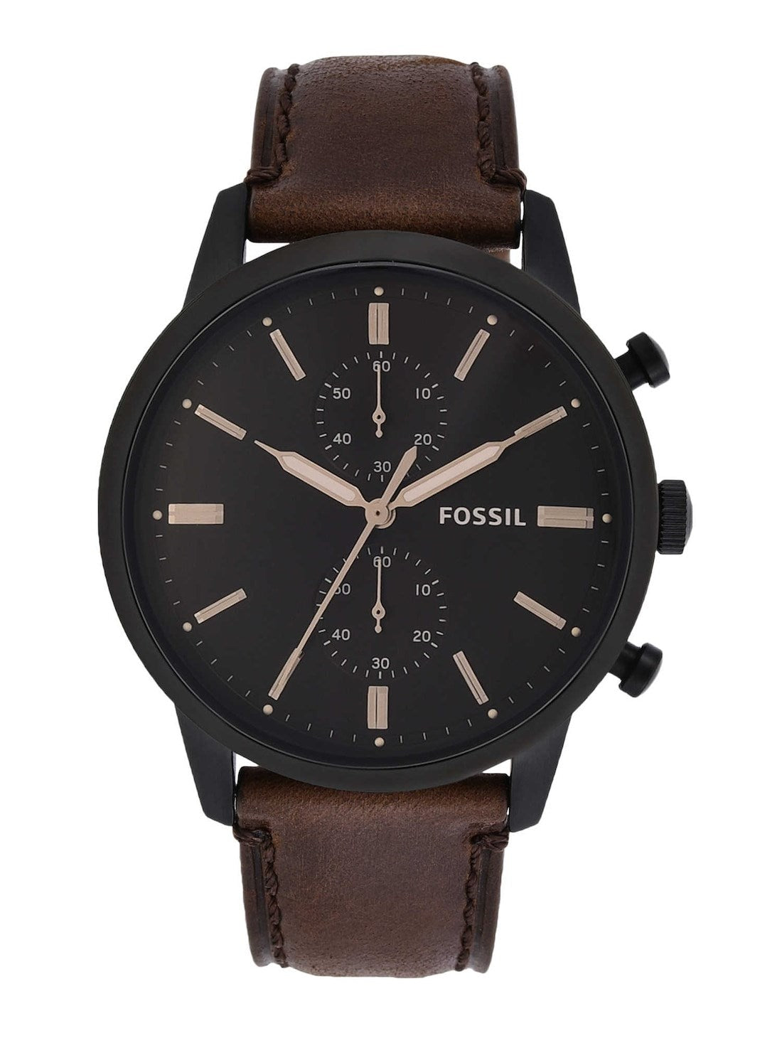 Shop Authentic Fossil Townsman Chronograph Black Dial Brown Leather Strap Watch for Men - FS5437 - Luxxuri