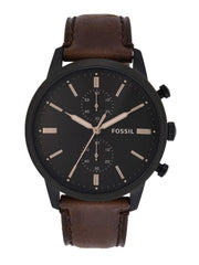  Shop Authentic Fossil Townsman Chronograph Black Dial Brown Leather Strap Watch for Men - FS5437 - Luxxuri