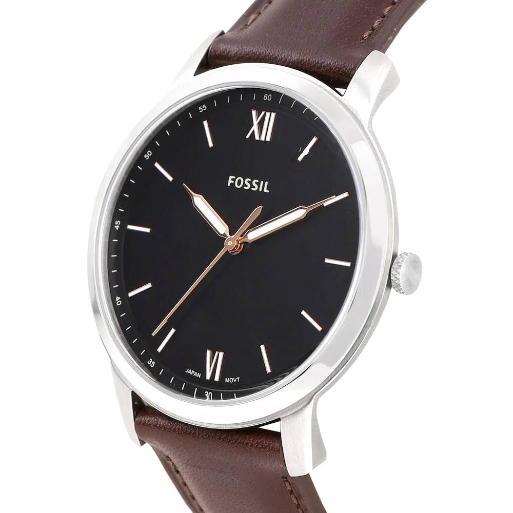  Shop Authentic Fossil The Minimalist 3H Black Dial Brown Leather Strap Watch for Men - FS5464 - Luxxuri