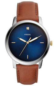  Shop Authentic Fossil The Minimalist 3H Blue Dial Brown Leather Strap Watch for Men - FS5499 - Luxxuri
