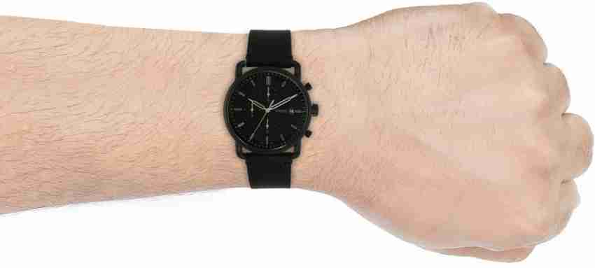  Shop Authentic Fossil Commuter Black Dial Black Leather Strap Watch for for Men - FS5504 - Luxxuri