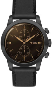  Shop Authentic Fossil Goodwin Chronograph Black Dial Black Leather Strap Watch for Men - FS5585 - Luxxuri