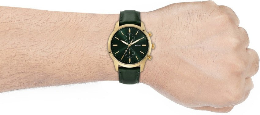  Shop Authentic Fossil Townsman Chronograph Green Dial Green Leather Strap Watch for Men - FS5599 - Luxxuri