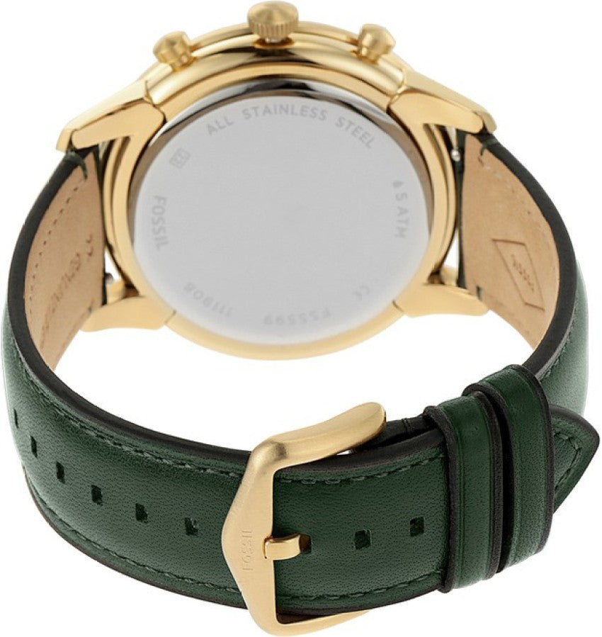  Shop Authentic Fossil Townsman Chronograph Green Dial Green Leather Strap Watch for Men - FS5599 - Luxxuri