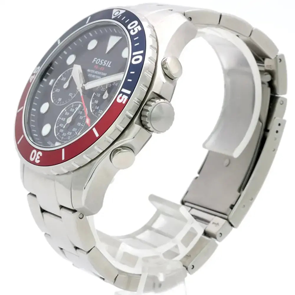  Shop Authentic Fossil FB-03 Chronograph Black Dial Silver Steel Strap Watch for Men - FS5767 - Luxxuri