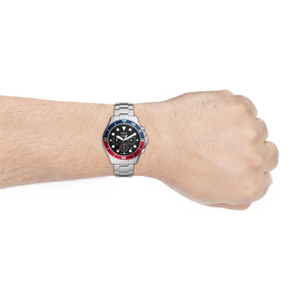  Shop Authentic Fossil FB-03 Chronograph Black Dial Silver Steel Strap Watch for Men - FS5767 - Luxxuri