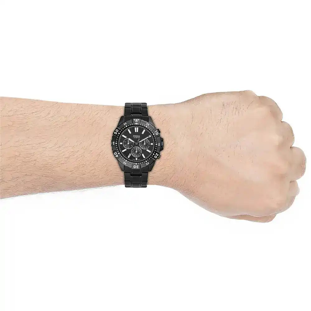  Shop Authentic Fossil Garrett Chronograph Black Dial Black Steel Strap Watch for Men - FS5773 - Luxxuri