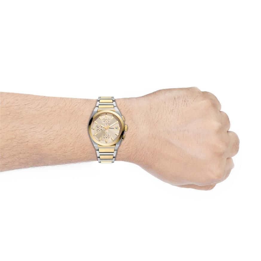  Shop Authentic Fossil Everett Chronograph Gold Dial Two Tone Steel Strap Watch for Men - FS5796 - Luxxuri