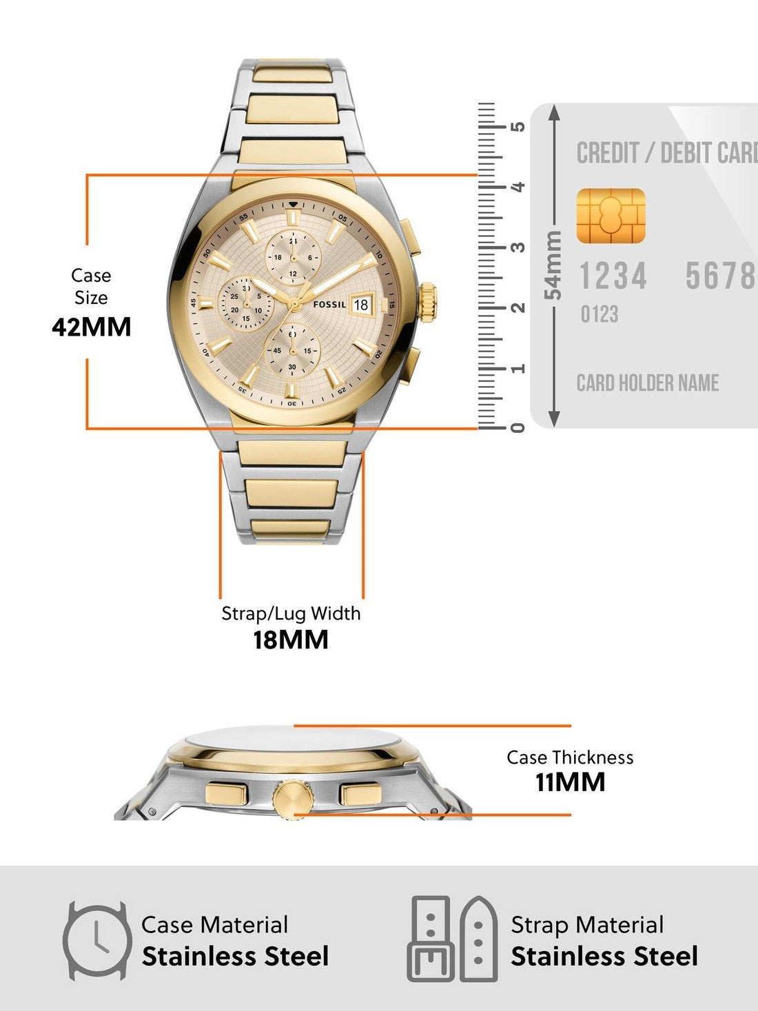  Shop Authentic Fossil Everett Chronograph Gold Dial Two Tone Steel Strap Watch for Men - FS5796 - Luxxuri