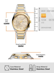 Shop Authentic Fossil Everett Chronograph Gold Dial Two Tone Steel Strap Watch for Men - FS5796 - Luxxuri