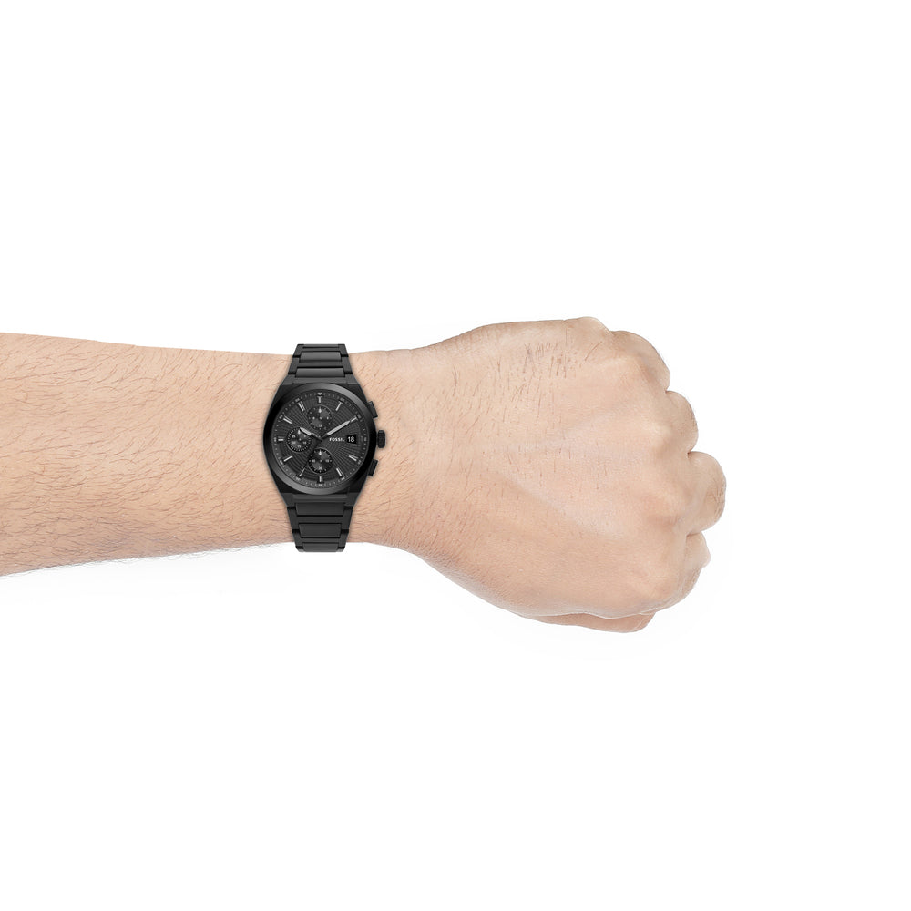  Shop Authentic Fossil Everett Chronograph Black Dial Black Steel Strap Watch for Men - FS5797 - Luxxuri