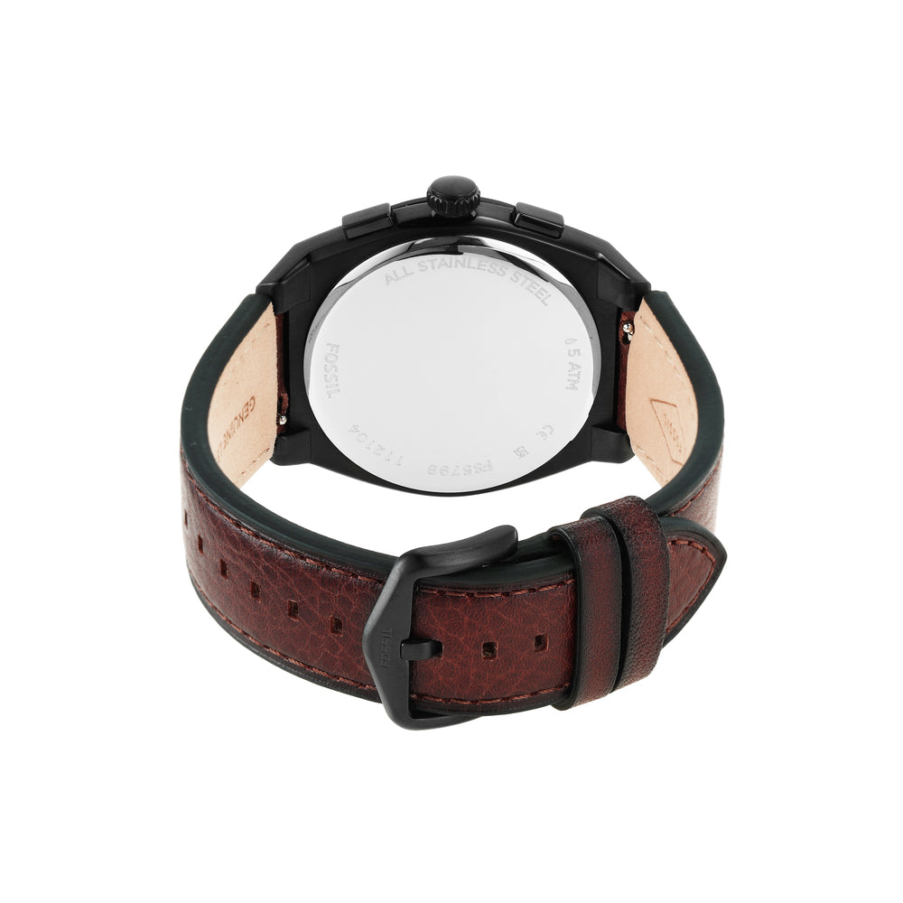  Shop Authentic Fossil Everett Chronograph Black Dial Brown Leather Strap Watch for Men - FS5798 - Luxxuri