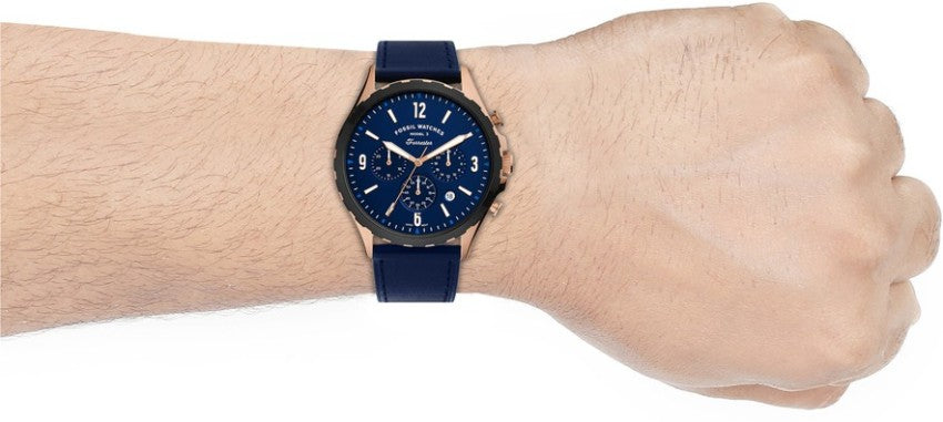  Shop Authentic Fossil Forrester Chronograph Blue Dial Blue Leather Strap Watch for Men - FS5814 - Luxxuri