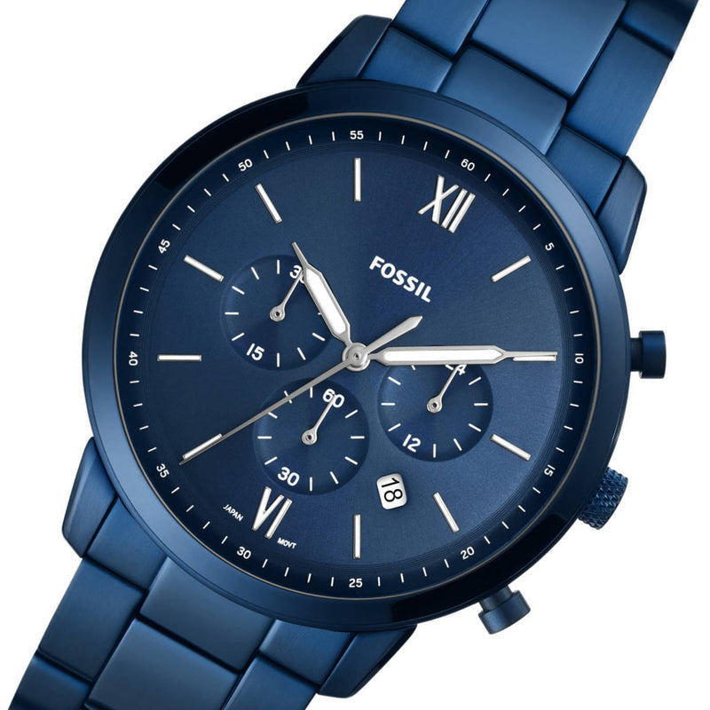  Shop Authentic Fossil Neutra Chronograph Blue Dial Blue Steel Strap Watch for Men - FS5826 - Luxxuri