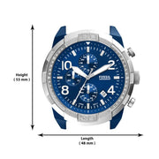  Shop Authentic Fossil Bronson Chronograph Luggage Blue Dial Brown Leather Strap Watch for Men - FS5829 - Luxxuri