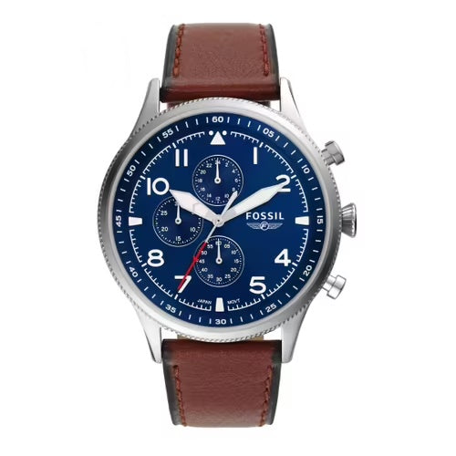  Shop Authentic Fossil Retro Pilot Chronograph Blue Dial Brown Leather Strap Watch for Men - FS5832 - Luxxuri