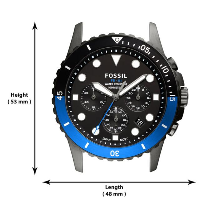  Shop Authentic Fossil FB-01 Chronograph Black Dial Grey Steel Strap Watch for Men - FS5835 - Luxxuri