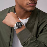  Shop Authentic Fossil FB-01 Chronograph Black Dial Silver Steel Strap Watch for Men - FS5837 - Luxxuri