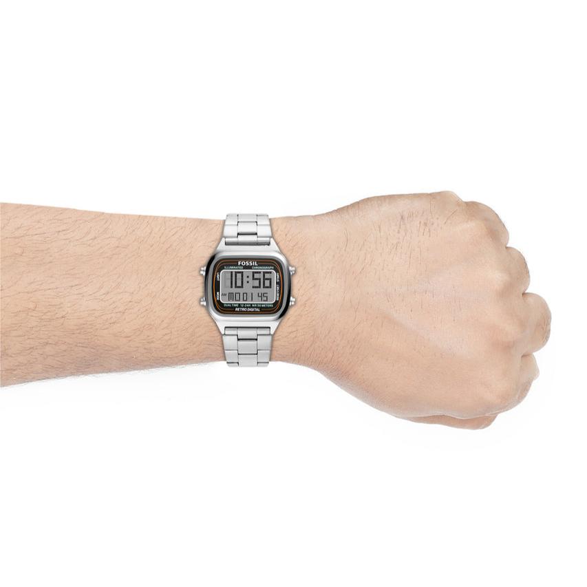  Shop Authentic Fossil Retro Digital Silver Dial Silver Steel Strap Watch for Men - FS5844 - Luxxuri