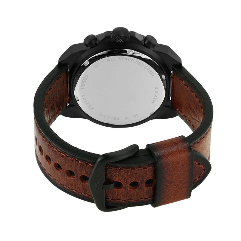  Shop Authentic Fossil Bronson Chronograph Black Dial Brown Leather Strap Watch for Men - FS5856 - Luxxuri
