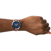  Shop Authentic Fossil Neutra Chronograph Blue Dial Brown Leather Strap Watch for Men - FS5453 - Luxxuri