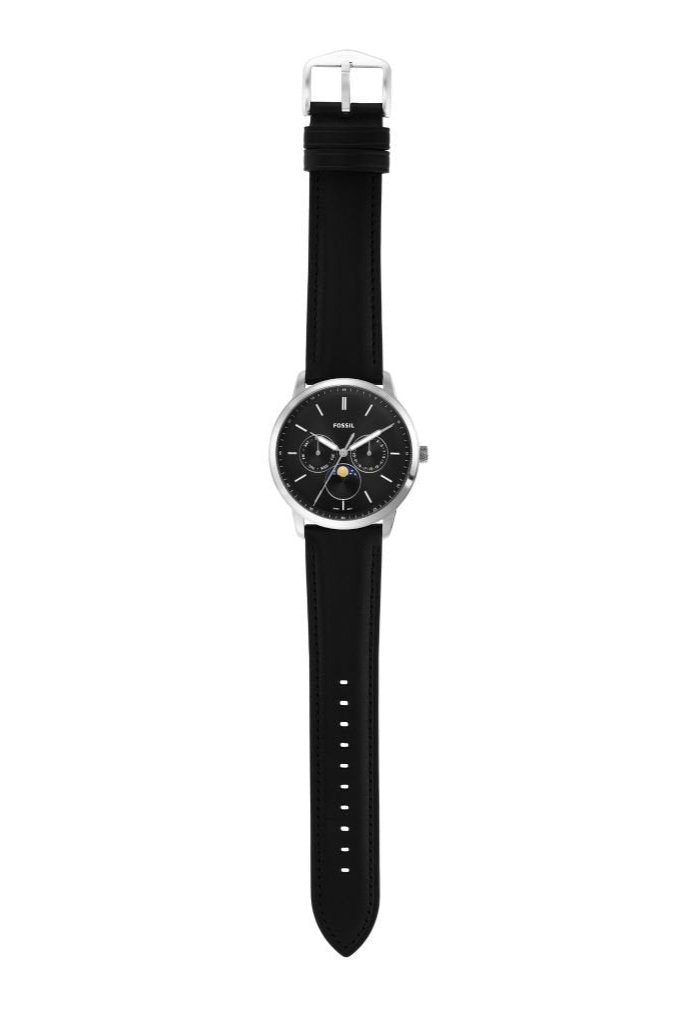  Shop Authentic Fossil Neutra Minimalist Moonphase Black Dial Black Leather Strap Watch for Men - FS5904 - Luxxuri