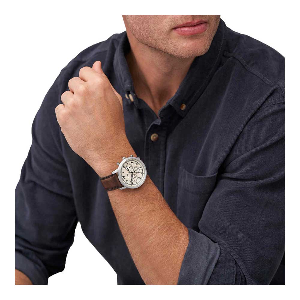  Shop Authentic Fossil Neutra Chronograph White Dial Brown Leather Strap Watch for Men - FS6022 - Luxxuri