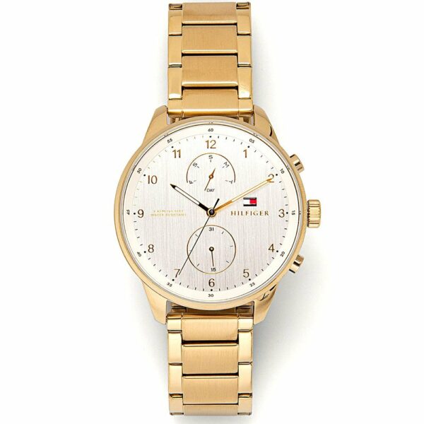  Shop Authentic Tommy Hilfiger Chase Quartz White Dial Gold Steel Strap Watch for Men - 1791576 - Luxxuri