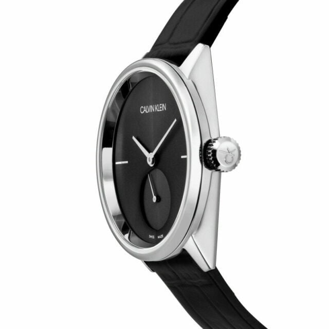  Shop Authentic Calvin Klein Accent Black Dial Black Leather Strap Watch for Women - K2Y231C3 - Luxxuri
